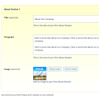 Screenshot of the About admin section