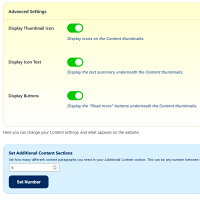 Screenshot of the Additional Content admin section