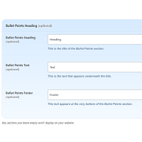 Screenshot of the Bullet Points admin section