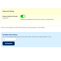 Screenshot of the Bullet Points admin section