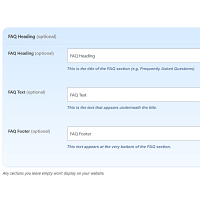 Screenshot of the FAQs admin section