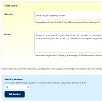 Screenshot of the FAQs admin section