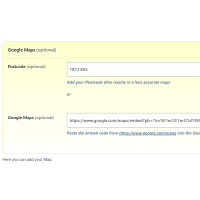 Screenshot of the Google Maps admin section