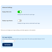 Screenshot of the Logos admin section