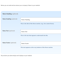 Screenshot of the News admin section