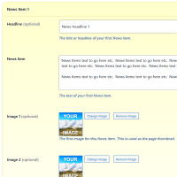 Screenshot of the News admin section