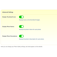 Screenshot of the Photo Gallery admin section