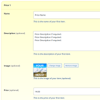Screenshot of the Price List admin section