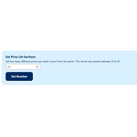 Screenshot of the Price List admin section