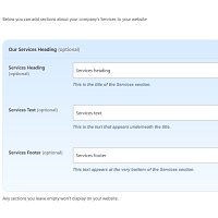Screenshot of the Services admin section