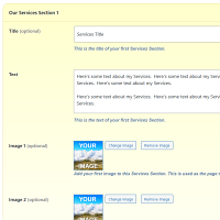 Screenshot of the Services admin section