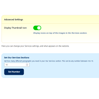 Screenshot of the Services admin section