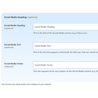 Screenshot of the Social Media admin section