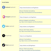 Screenshot of the Social Media admin section