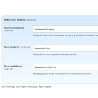 Screenshot of the Testimonials admin section