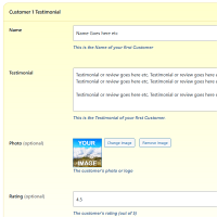Screenshot of the Testimonials admin section