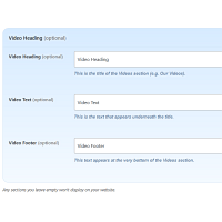 Screenshot of the Video admin section