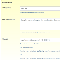 Screenshot of the Video admin section