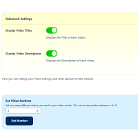 Screenshot of the Video admin section